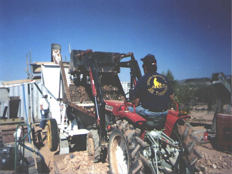 The commercial operation just outside Wickenburg allows us to process greater amounts of material that we could with just picks and shovels! It's alot easier on our backs too.